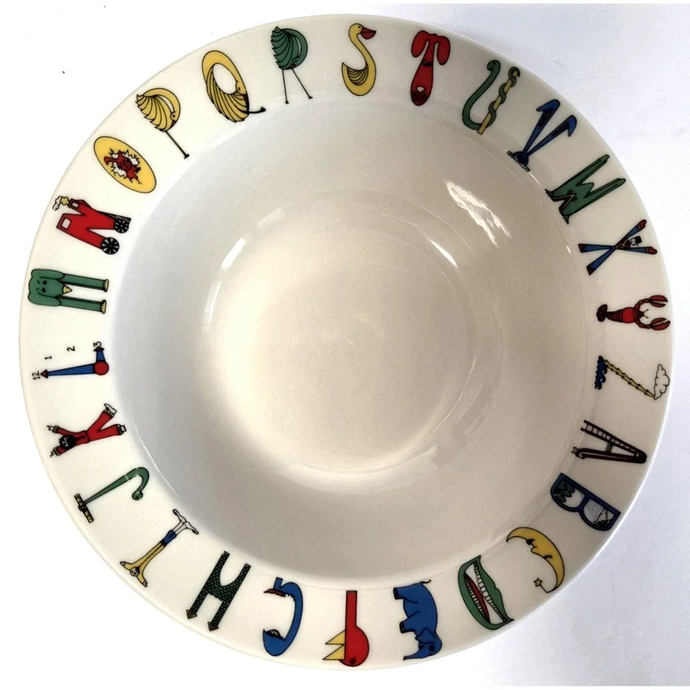 VTG Homer Laughlin 1981 Lynn S Morris Childhood Treasures Alphabet Bowl Colorful